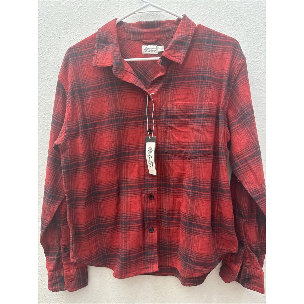 Flannel Shirt, Alpine Design, Women Size M, NWT, Red/black Color